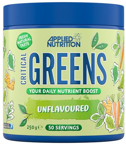 Applied Nutrition Critical Greens Powder and Superfood Blend for Gut Health Energy and Immune Support Vegan Daily Greens Juice Powder (250g - 50 Servings)
