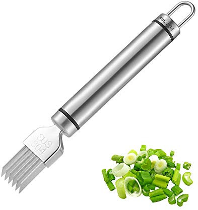 Edelstahl Scallion Slicer, Spring Onion Slicer Zwiebel Shredder Messer Scallion Cutter Obst Gemüse Lebensmittel Knoblauch Chopper für Küche Restaurant