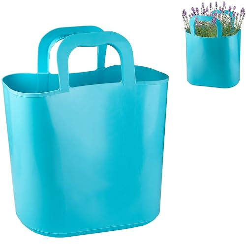 alles-meine.de GmbH 4 Stück Flexi & flexibel Modell + Farbwahl XL große - biegbare - Einkaufskörbe/Pflanztasche mit Henkel - blau/hellblau - neon Farben - Einkaufstasch..