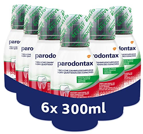 Parodontax Mundspülung frische Minze, zur täglichen Zahnfleischpflgege, 6x300ml