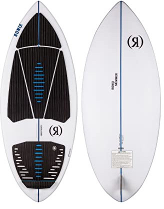 RONIX Flyweight Skimmer Wakesurf Board for Men & Women | Lightweight Thin Profile Skim Style Shape with EVA Traction Pad, Sharp Rail & Tail Rocker | Great for Advanced Riders, Glacier White/Navy, 4'5