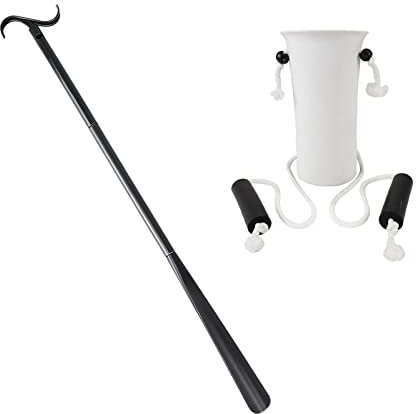 Aiuto per indossare calze e calze dopo l'intervento dell'anca per disabili, calzascarpe lungo assistito per anziani