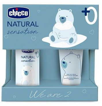 CHICCO Set Cosmetico Natural Sensation con Crema Viso da 50 ml e Olio Massaggio da 100 ml, Idea regalo