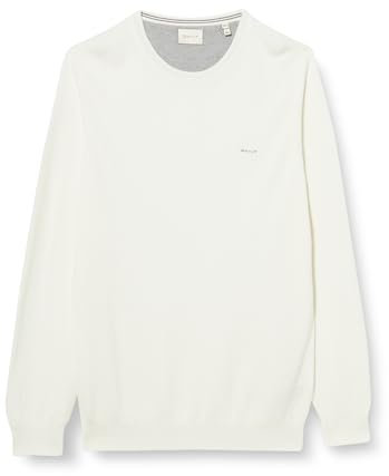 GANT Herren Cotton Pique C-Neck Pullover, Eggshell 1, Small