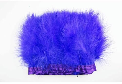 2 Meter langes Saphir-Besatzband mit Truthahnfedern, 15–20 cm breit, für Rock, Hochzeitskleid, Party, DIY, Basteln, Karneval – Standard