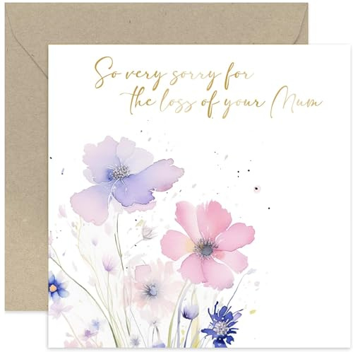 So Very Sorry For The Loss of Your Mum Card - Floral Watercolour Sympathy Condolences Card - Thinking of You, Bereavement, Mourning | Blank Inside