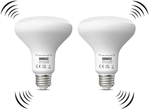 KOOYWAN led glühbirne mit bewegungsmelder 9W 6000K Bewegungsmelder-Lichtsteuerung E27 Radarlampe 2stk