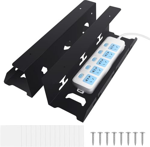 Auauraintt Juego de 2 Canales para Cables, Escritorio Negro sin taladrar, Organizador de Cables, Bandeja para Cables, Organizador de Cables, Mesa para la Oficina en casa Debajo del Escritorio