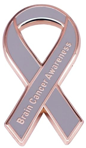 haohaoyu Épinglette en émail avec ruban en émail pour la sensibilisation au cancer du cerveau - Épinglette en émail gris - Broche survivante du cancer, Métal