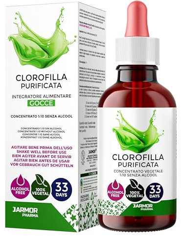 Clorofilla Liquida da Bere 100ml – Detox Fegato e Intestino, Ricca di Clorofillina, Vegana, Senza Alcool, Depurante, Diuretico Drenante Forte – 33 Dosi, J.Armor Pharma (Clorofilla)