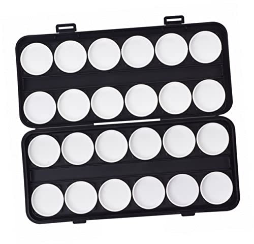 LALAFINA 24-Fach Farbmischbox Nagelpalette Aus Abs Schwarz Nail Art Palette Farbmischer Für Aquarellfarben Platzsparend Und Langlebig