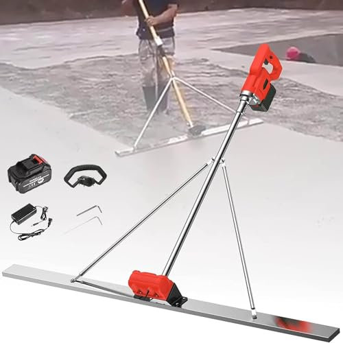 YANDDEA Utensile Vibrante per Finitura del calcestruzzo per massetto, Massetto di Superficie in calcestruzzo Struttura Fissa Triangolare Raschietto Elettrico Righello,1*Battery