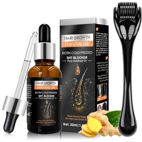 Haarwachstum Serum Derma-roller 0.5mm, Ingwer Haare Wachstum Set, Microneedling Roller mit Haarserum, Ingwer Haarwachstums Öl, Haaröl Wachstum für Haarwachstum Beschleunigen und Anti-Haarausfall