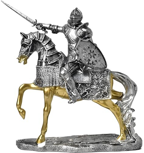 YORISMAL Cavaliere a cavallo ornamento creativo soggiorno ufficio decorazione casa TV armadio ingresso artigianato scaffale statuetta cavaliere statua in resina compleanno regalo