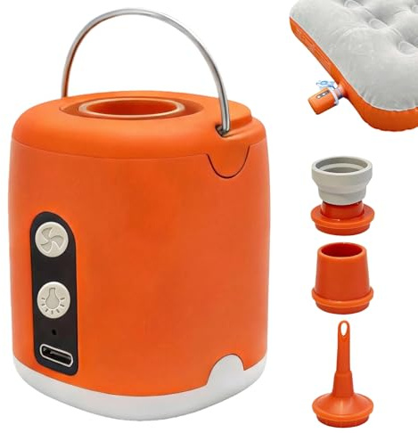 Bomba de aire eléctrica, batería de 1600 mAh, para inflar y desinflar, bomba eléctrica de 4,5 kPa con luz LED+4 boquillas de aire, bomba de aire con batería para colchones de aire y anillos de