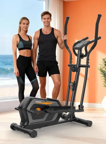 Vélo Elliptique Ultra-Silencieux pour La Maison, avec 16 Niveaux de Résistance, Volant d'inertie Magnétique de 6 kg, Bluetooth, écran LCD et capteur de fréquence Cardiaque.