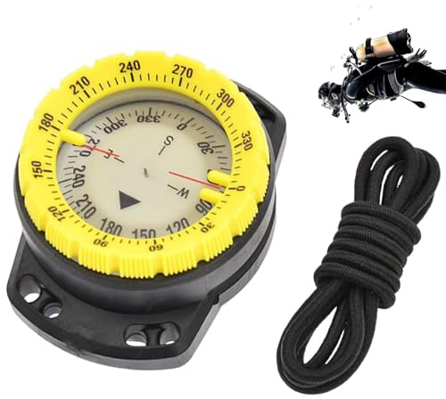 Diving Compass, Waterproof Marine Navigation Wrist Compass, Water Sports Glowing Compassing with Bungee Mount and Cord, for Underwater Diving, Sailing, Camping, Kayaking