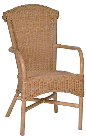 MiaMöbel Armlehnstuhl 58x95x64 cm Landhausstil Rattan Honig