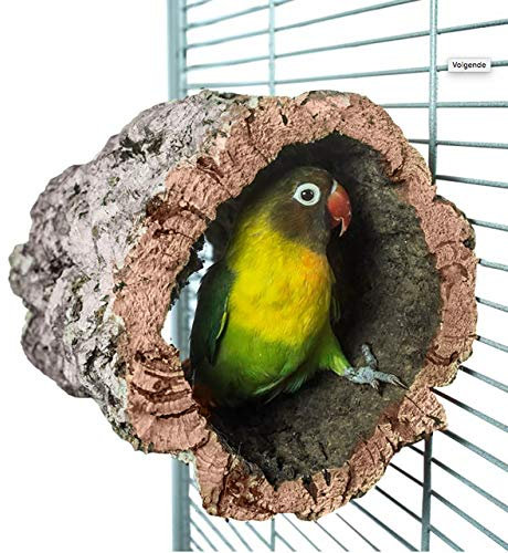 HappyBird | Korkhöhle Korktunnel für Wellensittiche mit Befestigung aus Edelstahl