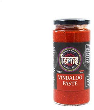 Ferns Vindaloo Curry Paste | Perfect for Grilling, Marinating, Stir-Frying | Fiery Paste | Vegan, Vegetarian & Halal | Gluten Free (GF) | Free from Artificial Colours and Flavours | 380g Jar
