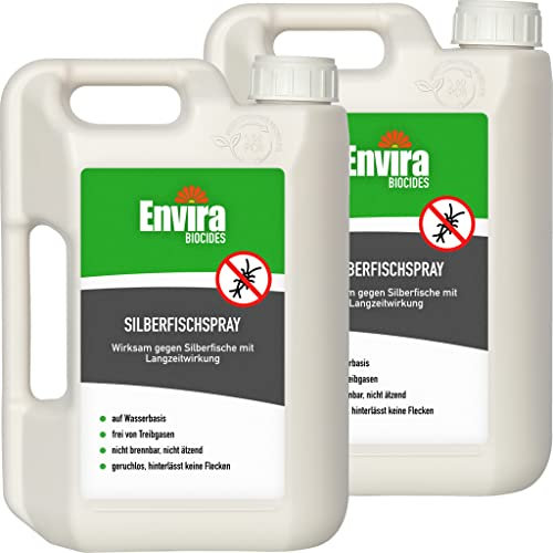 Envira Spray Contre Les Poissons d'argent - Anti-Poisson d'argent à Effet Longue durée - Inodore & à Base d'eau - 2 x 2L