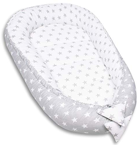 PaLulli nid Douillet 2 Faces nid bébé nid bébé nid nid Voyage lit de Voyage Matelas à Langer lit Doudou, Cocon Cocon pour lit bébé - bébés et Nourrissons, 100% Coton Oeko TEX (étoiles)