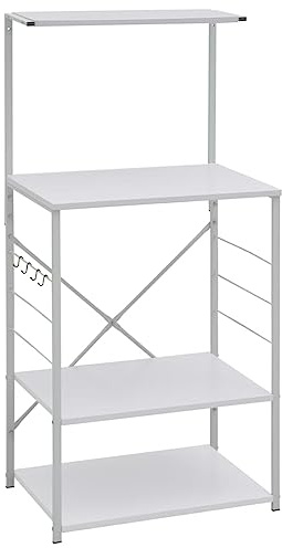 vidaXL Armario de Microondas Gabinete Estante Soporte Aparador Estantería de Metal para Cocina Comedor Exhibir Almacenamiento Contrachapada Blanco