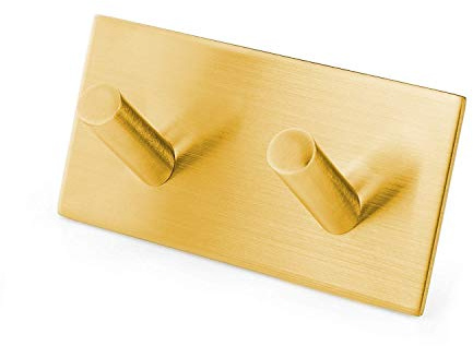 Milti Handtuchhaken selbstklebend aus gebürstetem Edelstahl 304 in Gold | Design Handtuchhalter ohne bohren für Ihr Badezimmer oder Küche, Nie wieder bohren, Hochwertiger 3M Kleber