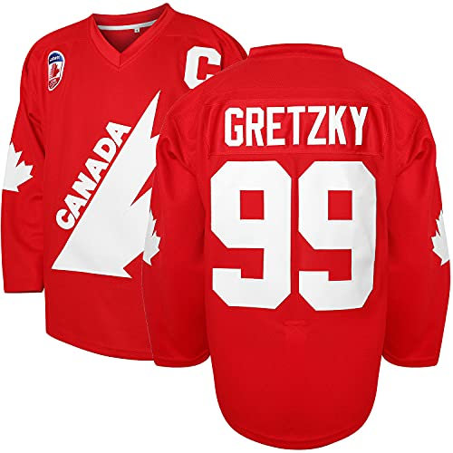 Gretzky #99 Team Kanada Eishockey Jersey Weihnachten Sommer genäht Rot - Rot - Mittel
