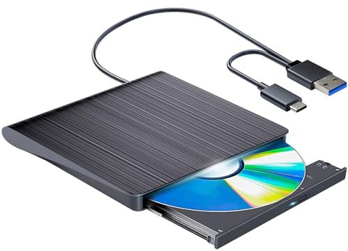 aelrsoch Externes Blu-ray Laufwerk DVD/BD Player Lesen/Schreiben Tragbares USB 3.0 und Typ-C DVD Recorder 4k Ultra High Definition Blu-ray