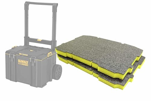 Shadow Foam ToughSystem 2.0 Rullande verktygslåda skuminlägg [Twin Pack] Skär och skala av skuminlägg för DeWalt ToughSystem 2.0 verktygslådor | Verktygsorganisation, Kaizen, 5s, verktygsförvaring (30 mm, gul)