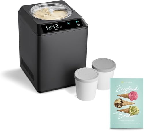 SPRINGLANE Heladera yogurtera 2 en 1 ERIKA con compresor de refrigeración y función de calefacción, 2,5 l Máquina de helados y yogur en acero inoxidable, función de mantenimiento de frío
