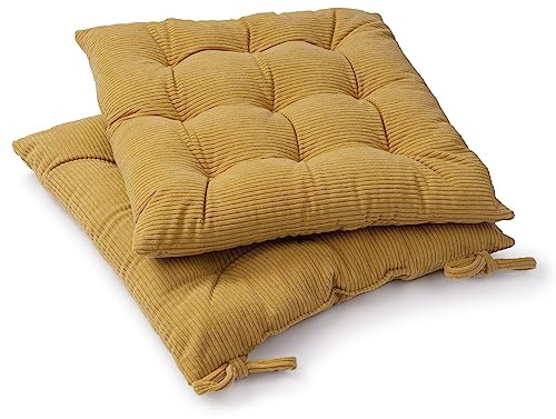 Paco Home Sitzkissen mit Befestigungsbänder 40x40 Stuhl Bürostuhl Kissen Stuhlkissen Innen Indoor versch. Farben 2er Set