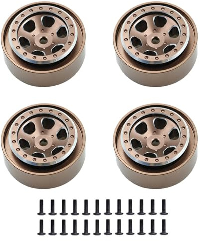 Ieron 1.0 RC-fälgar, Beadlock Deep Dish-fälgar av stansade stål för 1/18 TRX4M Axial AX24 SCX24 Gladiator Deadbolt Bronco C10 JLU-uppgraderingsdelar (brun)