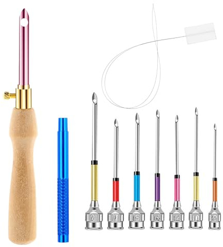 Kit Punch Needle,7 Tailles Broderie D'Aiguille de Poinçon Kit Réglable Kit D'aiguilles à Poinçonner Aiguille À Poinçonner À Brode pour L'artisanat Couture Broderie