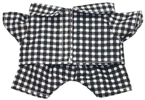 niannyyhouse 10 cm 15 cm 20 cm plyschdocka kläder skjorta byxor flerfärgad rutig pyjamas set dockklänning (svart, 10 cm)