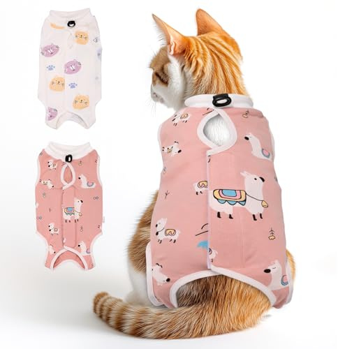 2 PCS Katze Erholung Anzug für Spay Bauchwunden Weiblich, Onesie für Katzen nach der Operation, Katze Chirurgie Erholung Anzug Kitten Onesie für Anti Lecken