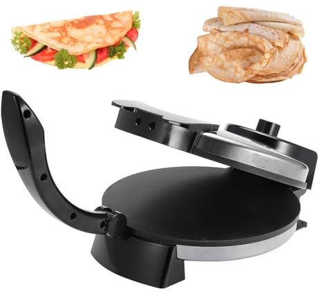 Tortillapress, 10-tums Roti Maker med justerbar temperaturkontroll, Rostfritt stål Non-Stick elektrisk Tortilla Maker för Flour Tortilla, Blintz & Chapati
