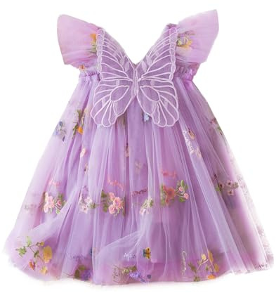 UUAISSO Tutu klänning för flickor ärmlös tyllklänning fjärilsbroderi födelsedagsfest prinsessa sommarklänning, Lila, 6-12 M�nader