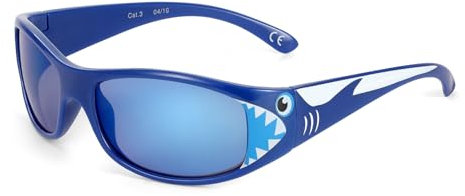 Hifot Lunettes de Soleil Enfant Garçon Fille, Requin Lunette Soleil Enfant 3 Ans à 8 Ans, avec Pochette Souple, avec Protection UV400, Convient pour Sport Cyclisme Plage Extérieur Anniversaires