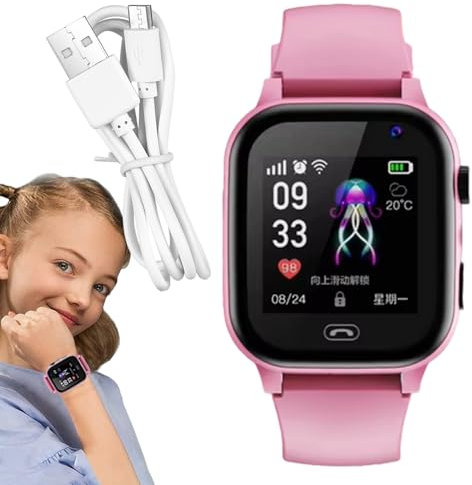 Genérico Reloj Inteligente Niño De Podómetro, 4G GPS Reloj Inteligente Niños, Smartwatch para Niños Niñas con Llamadas,Relojes Teléfono Regalos para Infantil 3-12