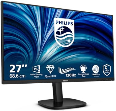 Philips Monitor 27B2N3500J 27 pollici 2560x1440, WQHD, 120Hz, IPS Panel, 4ms GtG, USB Hub Speakers, Height Adjustment, (HDMI2x 2.0 DP 1x 1.2) Adaptive Sync, Nero