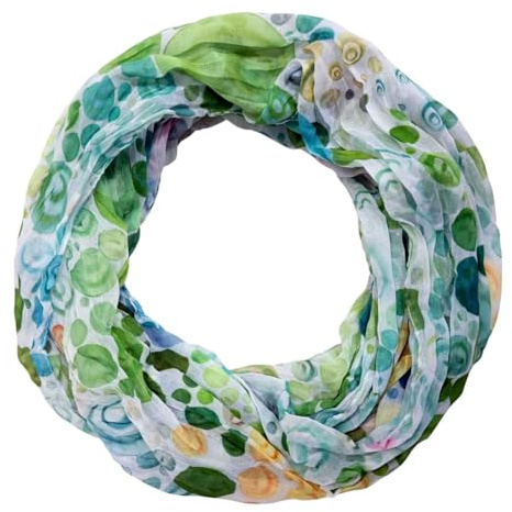 Jeamis cirkel slinga siden toning vår rund halsduk regnbåge unisex sommar lätt halsduk stola prickar, Cirkelgrön, 160 x 48 cm