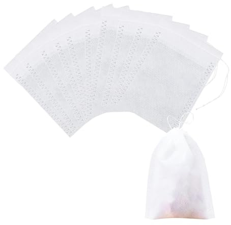 100 PCS Muslin Bags, 5x7cm Reusable Drawstring Mesh Pouch, Natural Fabric Storage Bags for Loose Tea Coffee Spices Cooking