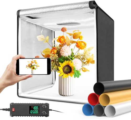 Scatola luminosa modulare per fotografia con 2 pannelli LED dimmerabili, kit portatile da 40 cm con 4 fondali per fotografia cosmetica di gioielli di prodotti