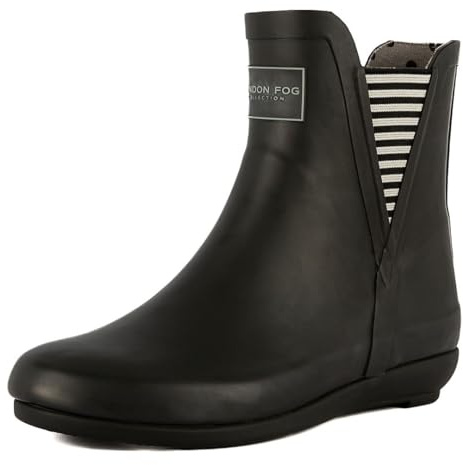 LONDON FOG Womens Piccadilly Rain Boot black matt 7 M US