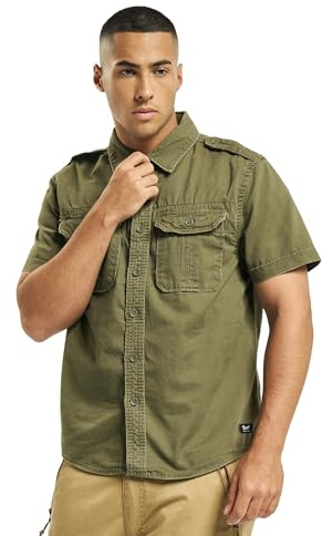 Brandit Vintage Shirt Short Sleeve, Color: olive, Size: 6XL