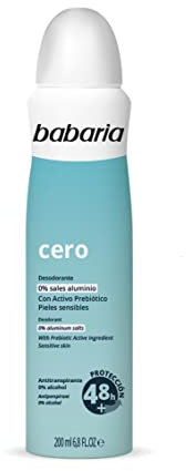 Babaria - Desodorante en spray 0% sales aluminio - Desodorante pieles sensibles - Antitranspirante - 200ml