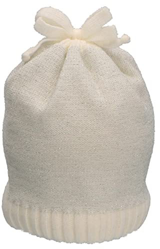 Sterntaler Baby Mädchen Strickmütze Baby Strickmütze Glitzereffekt Mütze - Baby Strickmütze, Mütze Baby - mit Glitzer und Schleife - beige, 45