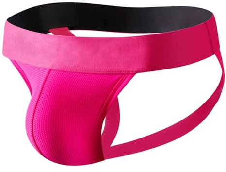 Faringoto - Sous-vêtements pour hommes avec bretelles - Micro mini slip de bain - Sous-vêtements doux et tendance, rose rouge, XL